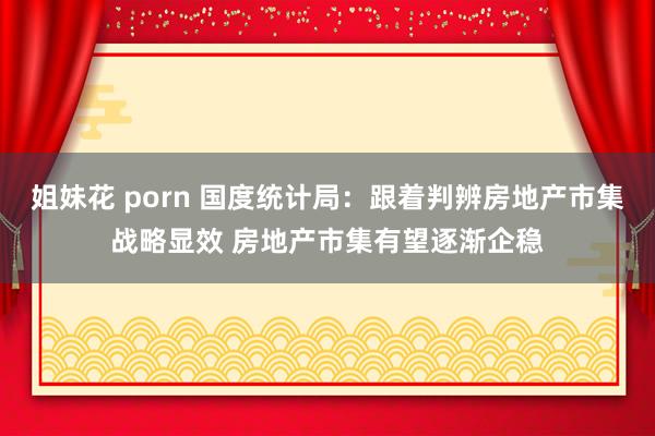 姐妹花 porn 国度统计局：跟着判辨房地产市集战略显效 房地产市集有望逐渐企稳