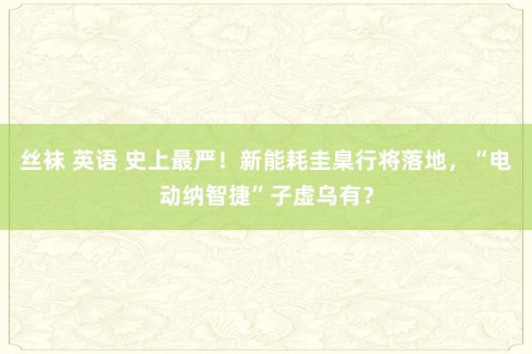 丝袜 英语 史上最严！新能耗圭臬行将落地，“电动纳智捷”子虚乌有？