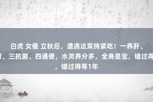 白虎 女優 立秋后，遭遇这菜持紧吃！一养肝、二护眼、三抗菌、四通便，水灵养分多，全身是宝，错过得等1年