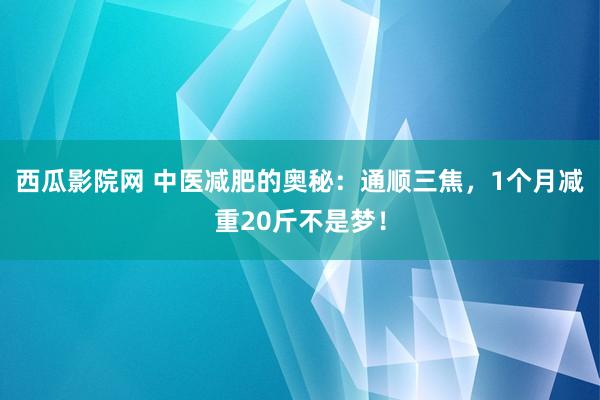 西瓜影院网 中医减肥的奥秘：通顺三焦，1个月减重20斤不是梦！