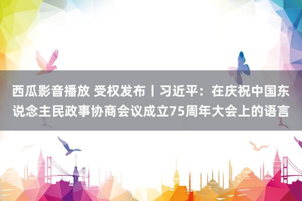 西瓜影音播放 受权发布丨习近平：在庆祝中国东说念主民政事协商会议成立75周年大会上的语言