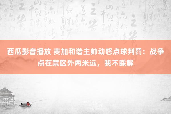 西瓜影音播放 麦加和谐主帅动怒点球判罚：战争点在禁区外两米远，我不睬解