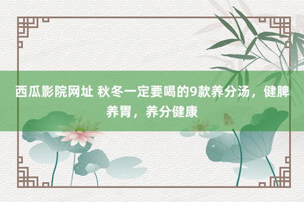 西瓜影院网址 秋冬一定要喝的9款养分汤，健脾养胃，养分健康