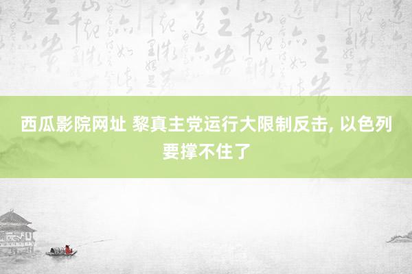 西瓜影院网址 黎真主党运行大限制反击， 以色列要撑不住了