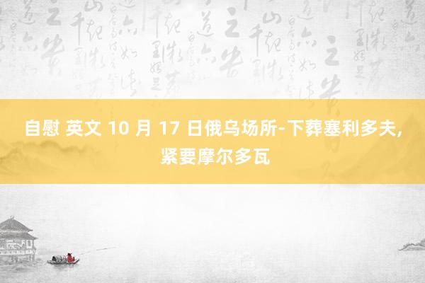 自慰 英文 10 月 17 日俄乌场所-下葬塞利多夫， 紧要摩尔多瓦