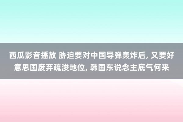 西瓜影音播放 胁迫要对中国导弹轰炸后， 又要好意思国废弃疏浚地位， 韩国东说念主底气何来