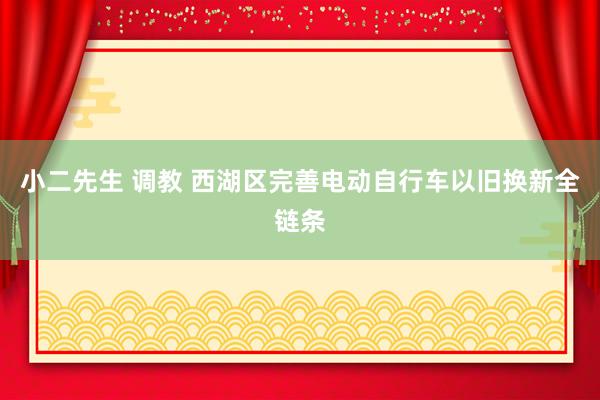 小二先生 调教 西湖区完善电动自行车以旧换新全链条