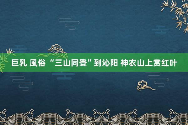 巨乳 風俗 “三山同登”到沁阳 神农山上赏红叶