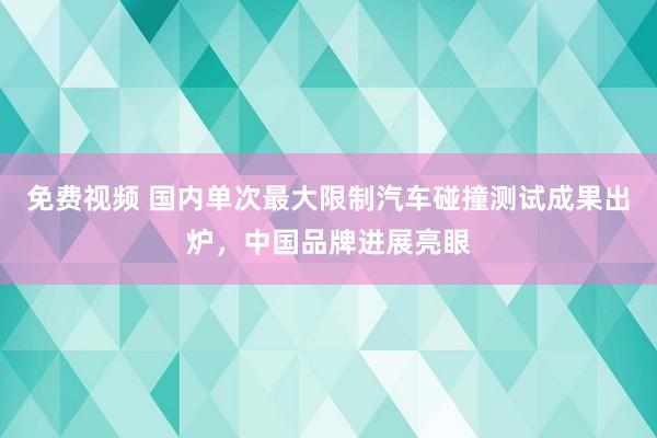 免费视频 国内单次最大限制汽车碰撞测试成果出炉，中国品牌进展亮眼