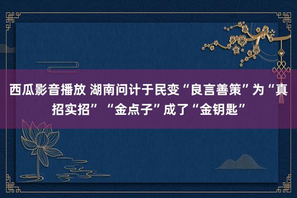 西瓜影音播放 湖南问计于民变“良言善策”为“真招实招” “金点子”成了“金钥匙”