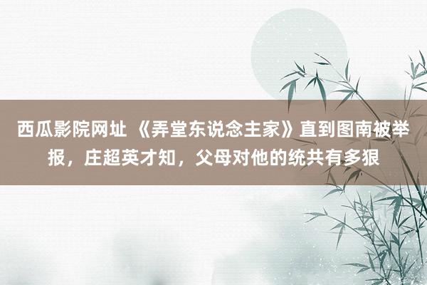 西瓜影院网址 《弄堂东说念主家》直到图南被举报，庄超英才知，父母对他的统共有多狠