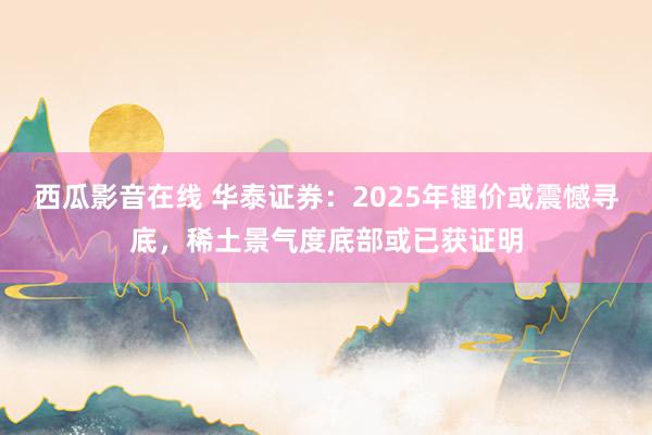 西瓜影音在线 华泰证券：2025年锂价或震憾寻底，稀土景气度底部或已获证明