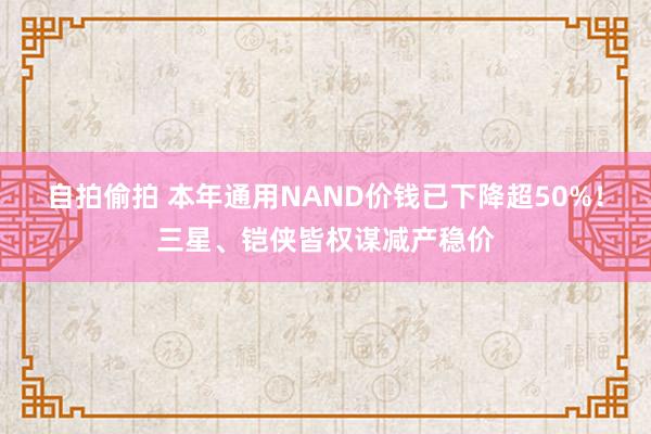 自拍偷拍 本年通用NAND价钱已下降超50%！三星、铠侠皆权谋减产稳价