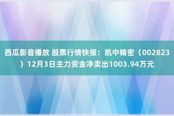 西瓜影音播放 股票行情快报：凯中精密（002823）12月3日主力资金净卖出1003.94万元